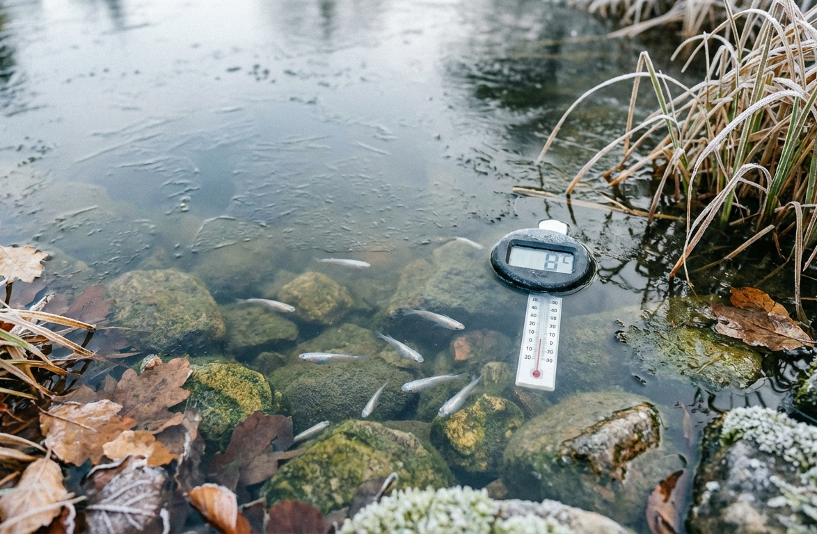 Voer je medaka niet bij koud water onder de 10 graden